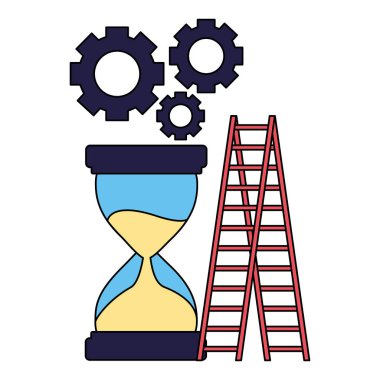 iş kum saati merdiven ve dişliler