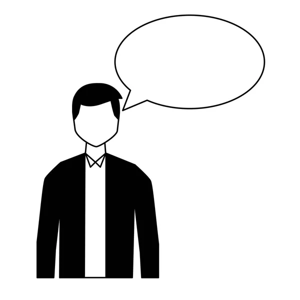 Man speech bubble talk white background — Stock Vector