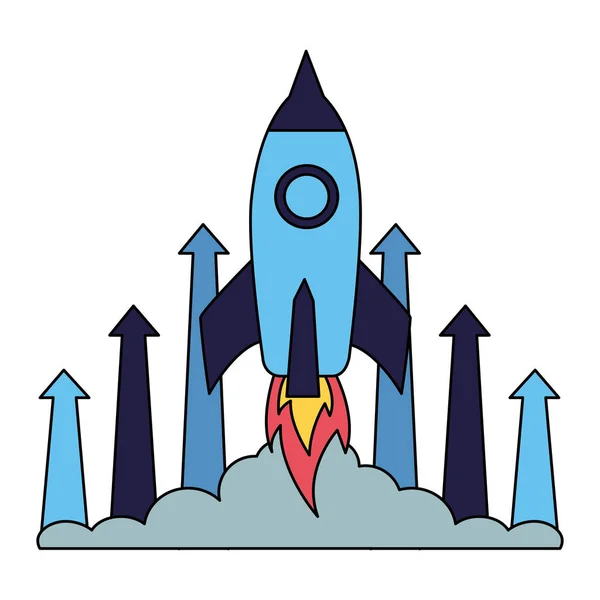 Business rocket launching financial arrows — Stock Vector