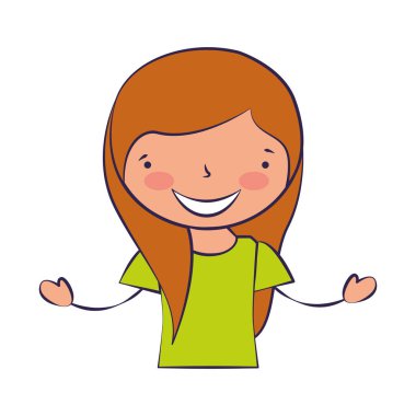 Genç kız beyaz arka plan vektör çizim üzerinde gülümseyen