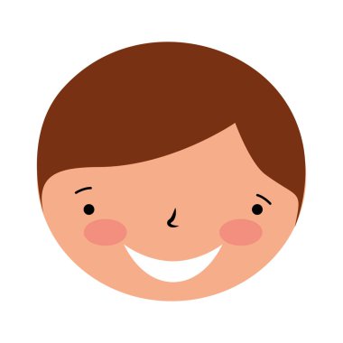 Beyaz arka plan üzerinde gülümseyen yüz çocuk