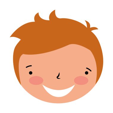 Beyaz arka plan üzerinde gülümseyen yüz çocuk