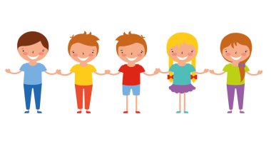 sevimli Grup çocuklar elele