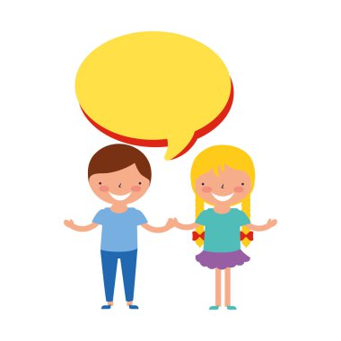 mutlu erkek ve kız konuşma balonu