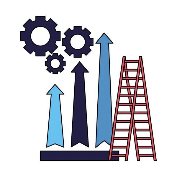 Negocio escaleras engranajes y flecha financiera — Archivo Imágenes Vectoriales