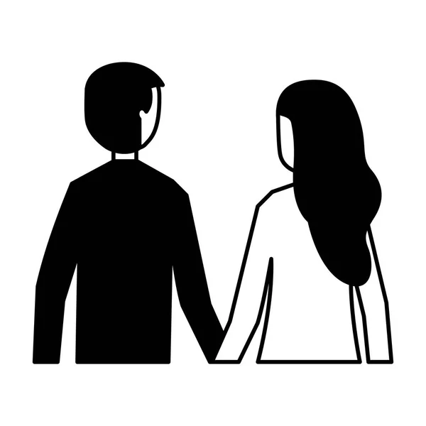 Homme et femme tenant la main vue arrière — Image vectorielle