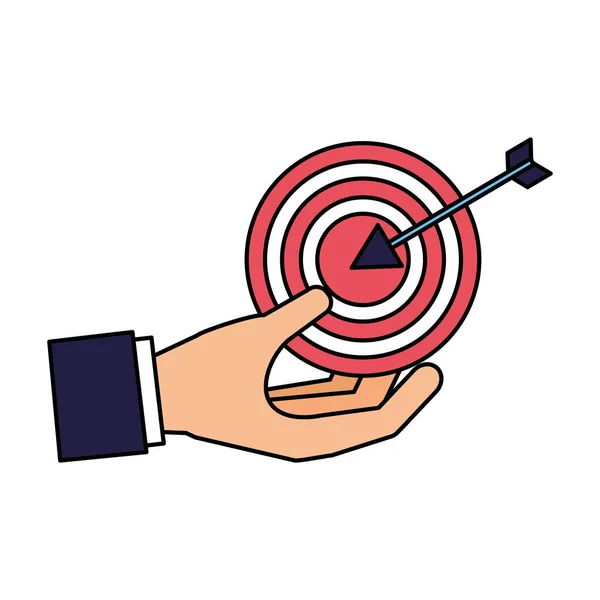 Hand holding target strategy business — Stock Vector