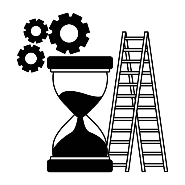 Часы на бизнес-лестнице — стоковый вектор