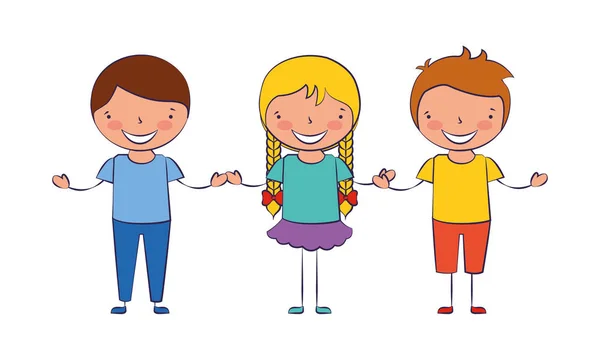 Děvče a chlapce drží ruce přátel — Stockový vektor