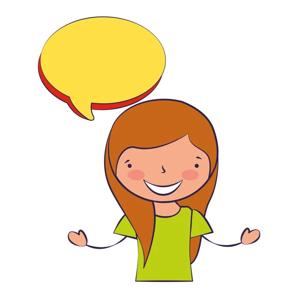 Happy girl with speech bubble — Stock Vector