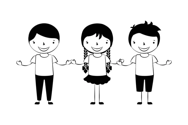 Dziewczyny i chłopcy, trzymając ręce przyjaciół — Wektor stockowy