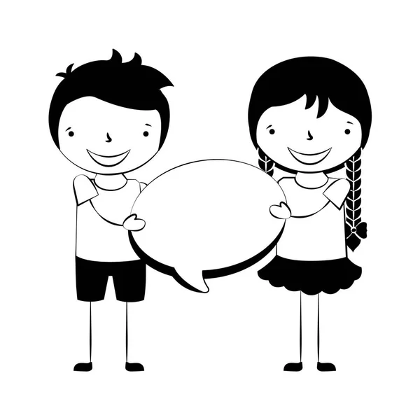 Mutlu erkek ve kız konuşma balonu — Stok Vektör