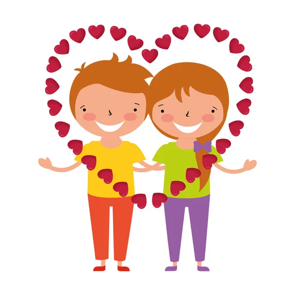 Happy couple in love heart valentine day — Stock Vector