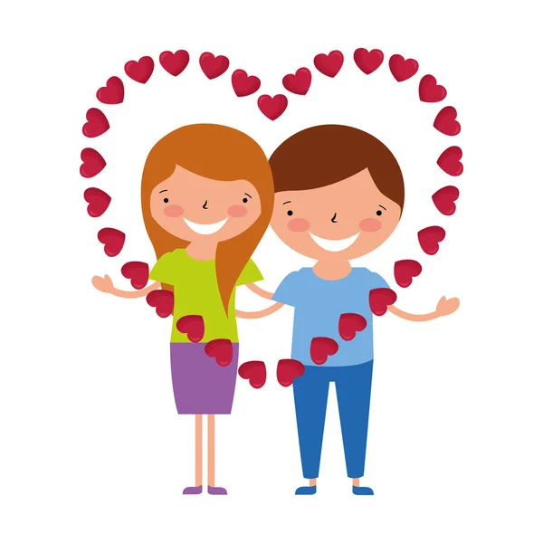 Ευτυχισμένο ζευγάρι στην αγάπη καρδιά Βαλεντίνου — Διανυσματικό Αρχείο