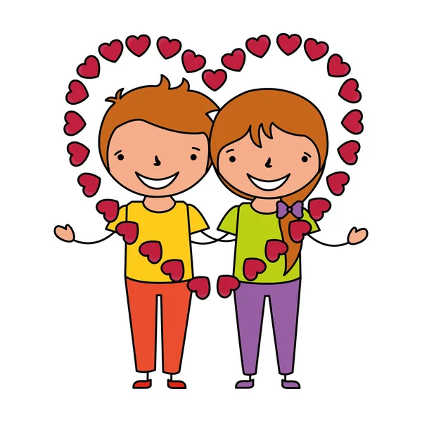 Heureux couple en amour coeur Saint Valentin — Image vectorielle