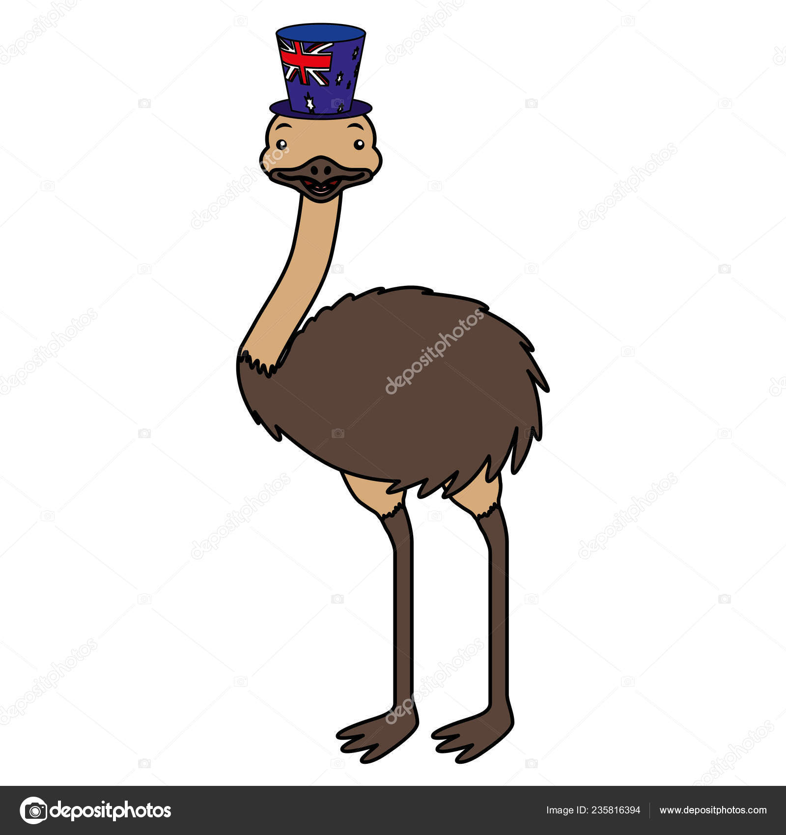 Emu with hat australian flag celebration Stock Vector Image by ©yupiramos 235816394