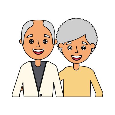 yaşlı çift karakter beyaz arka plan kucaklamak