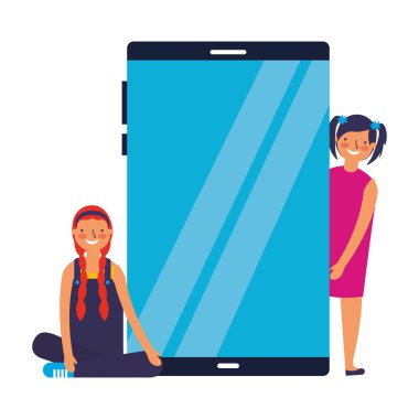 smartphone aygıt ile genç kız