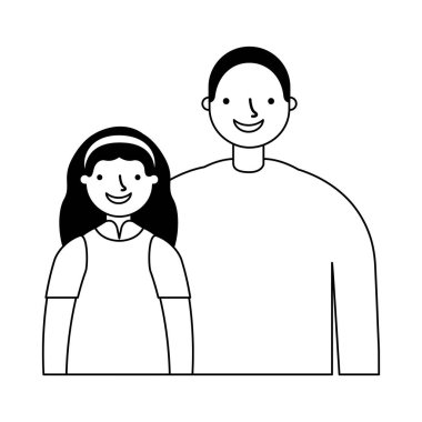 Baba ile kızı beyaz arka plan üzerinde