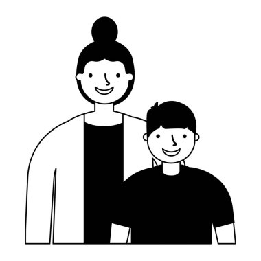 Anne ve oğul beyaz zemin üzerine