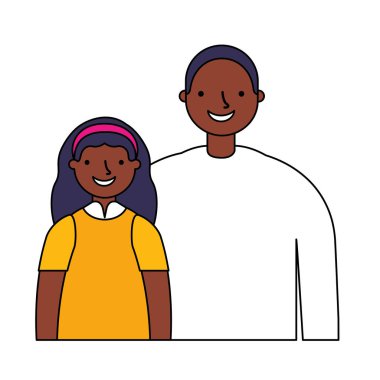 Baba ile kızı beyaz arka plan üzerinde