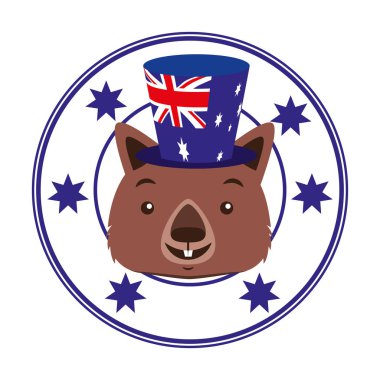 Wombat şapka Avustralya bayrağı amblemi