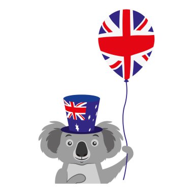 şapka ve balon Avustralya kutlama Koala