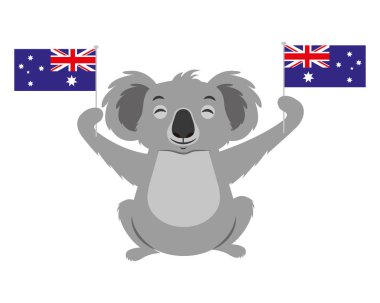 iki Avustralya bayrakları vektör çizim ile şirin koala