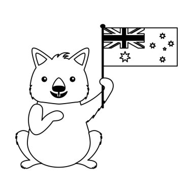 Wombat şapka Avustralya bayrağı kutlama ile