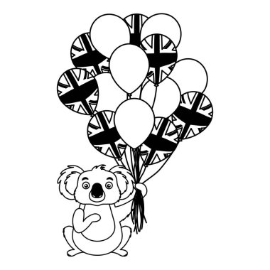 Koala şapka ve balon Avustralya bayrağı ile