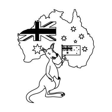 Kanguru şapka Avustralya bayrağı harita ile