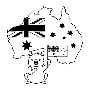 Wombat şapka Avustralya bayrağı harita ile