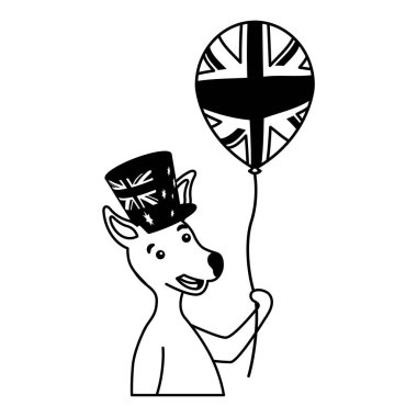 şapka ve balon Avustralya kutlama ile kanguru