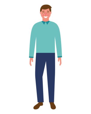 adam ayakta karakter beyaz arka plan üzerinde