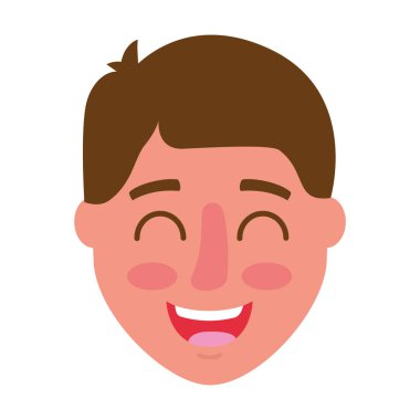 Adam yüz beyaz arka plan üzerinde mutlu