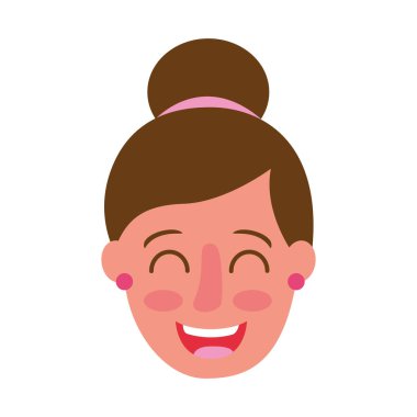 Beyaz arka plan vektör çizim gülümseyen kadın yüzünde