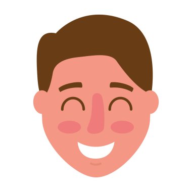 Adam yüz beyaz arka plan üzerinde mutlu