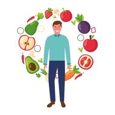 adam meyve ve sebzeler sağlıklı gıda ile