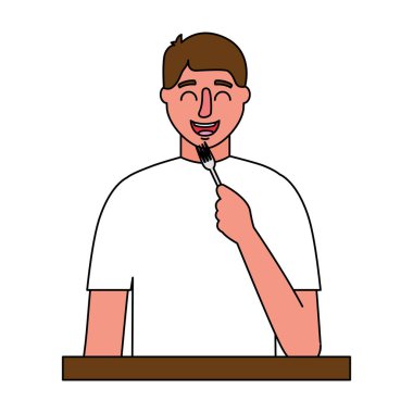 çatal çatal beyaz arka plan tutan adam