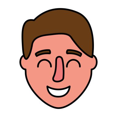 Adam yüz beyaz arka plan üzerinde mutlu