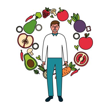 adam meyve ve sebzeler sağlıklı gıda ile