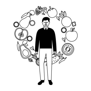 adam meyve ve sebzeler sağlıklı gıda ile