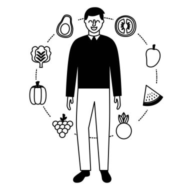 adam meyve ve sebzeler sağlıklı gıda ile