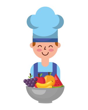 Şef çocuk ve meyve sağlıklı gıda