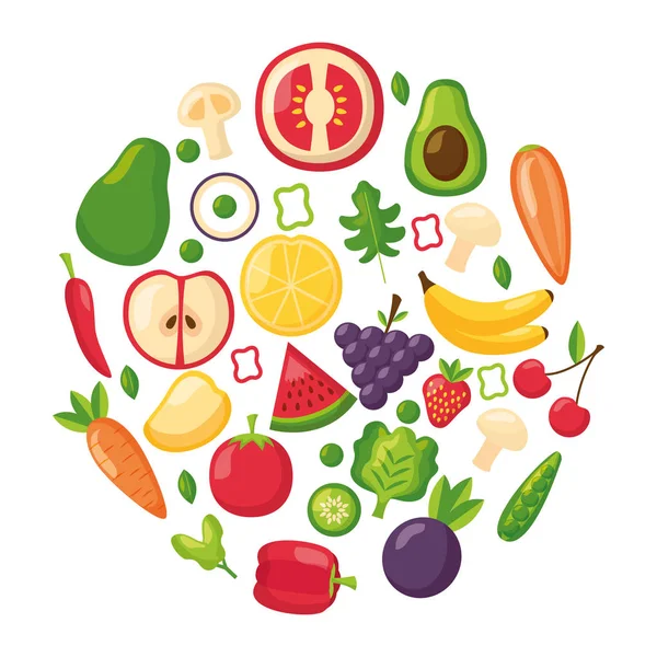 Alimentos saludables frescos — Vector de stock