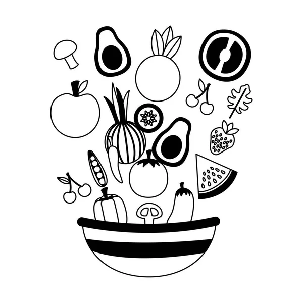 Alimentos saludables frescos — Vector de stock