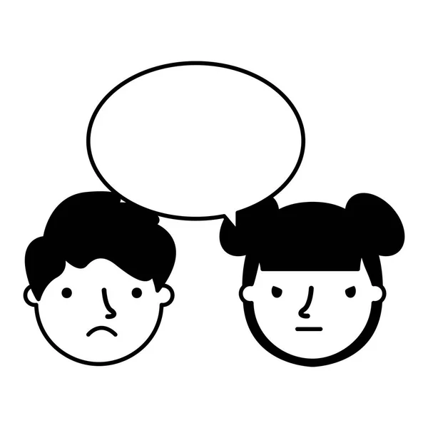 boy and girl sad emotion speech bubble