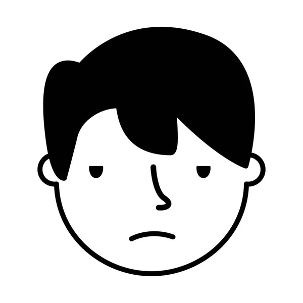 Jongen gezicht triest expressie gebaar — Stockvector