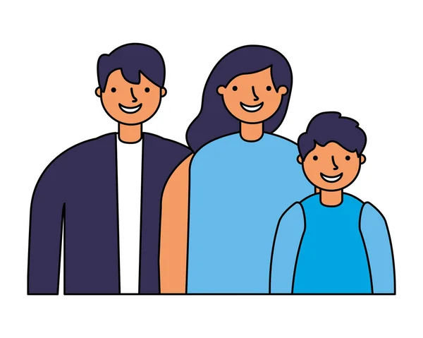 Parents and son family portrait — Stock Vector