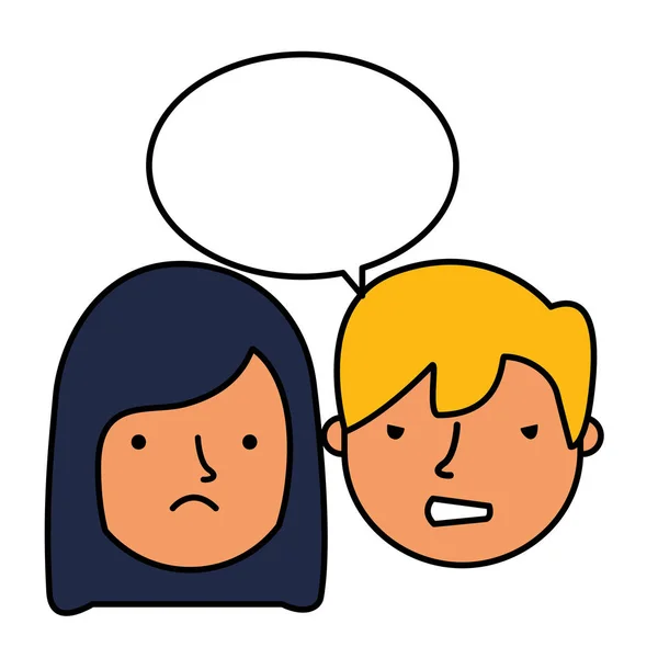 boy and girl sad emotion speech bubble